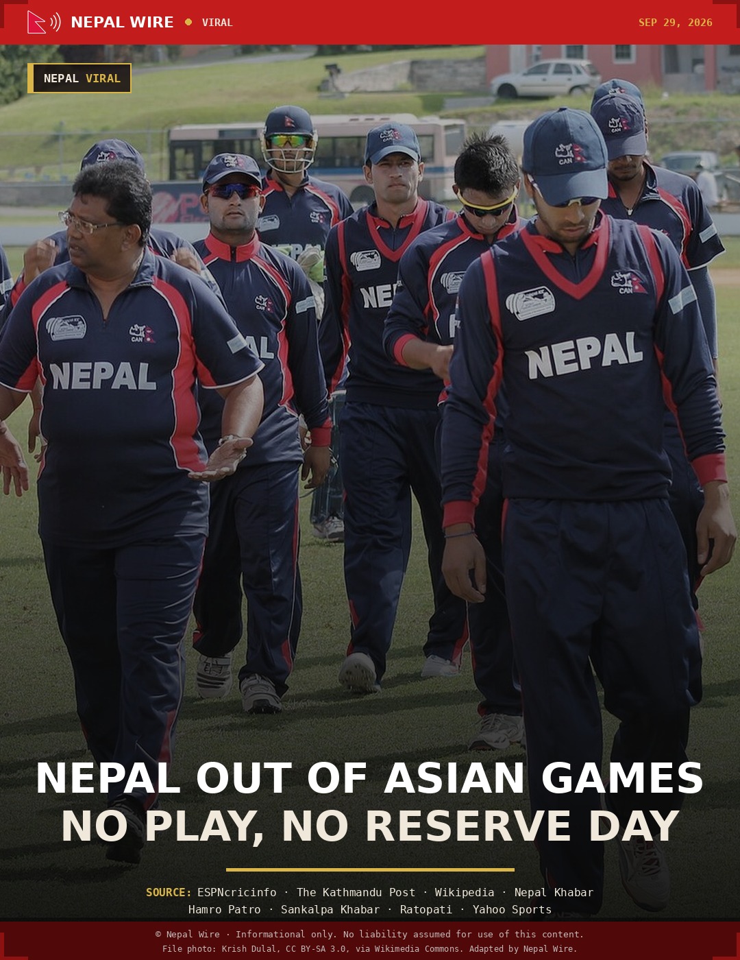 Members of the Nepal national cricket team in navy blue Nepal kit walking together on a grass field.