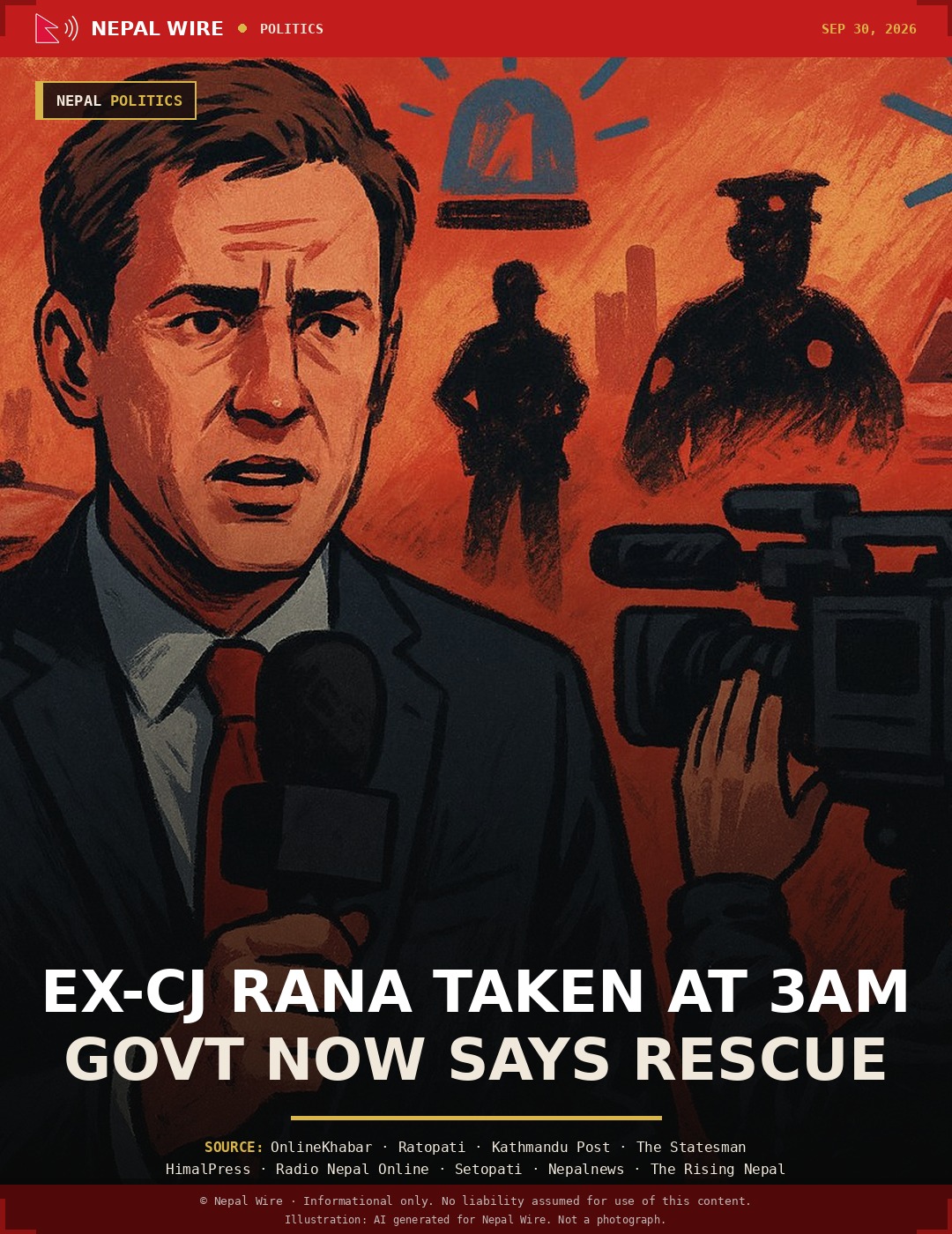 AI generated illustration for: Government says ex-Chief Justice Rana was rescued, not arrested