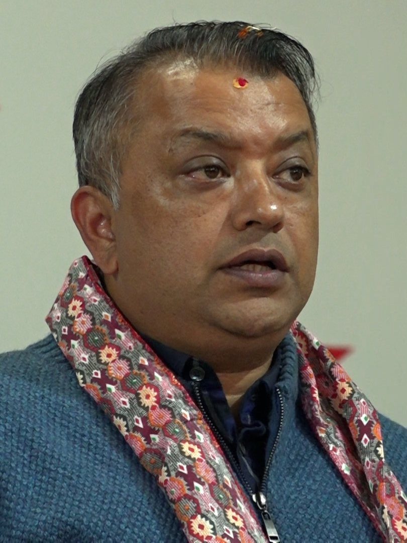 A portrait of Nepali politician Gagan Thapa speaking, shown from the chest up.