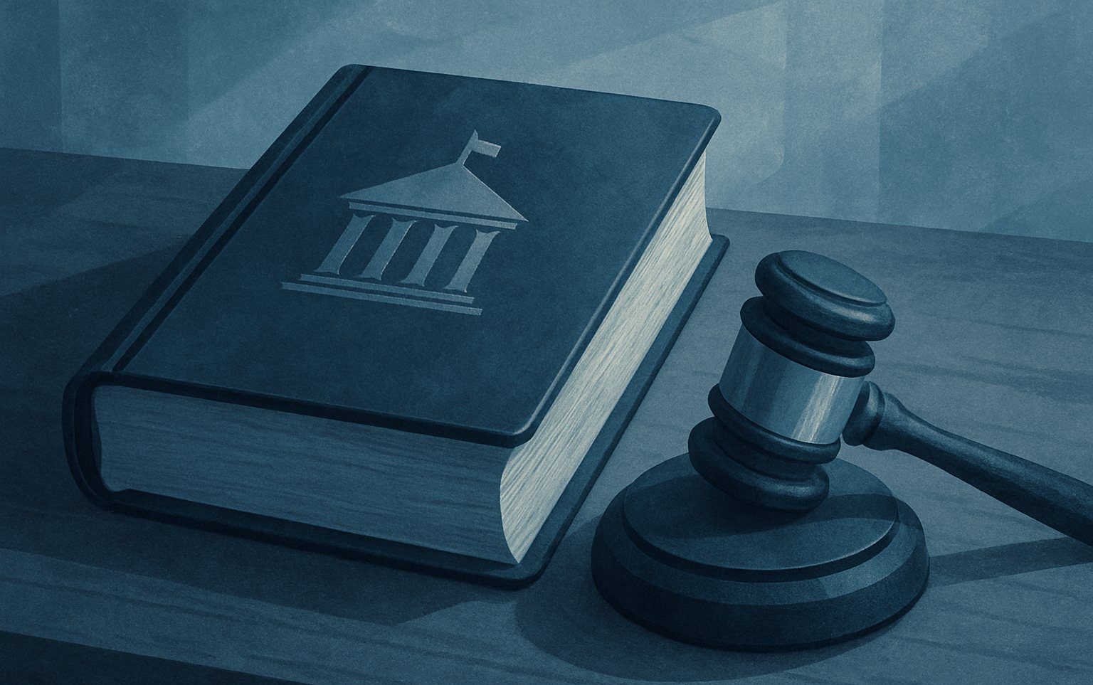 An illustration symbolizing a financial crime investigation in Nepal, showing a ledger and a gavel with no identifiable people.